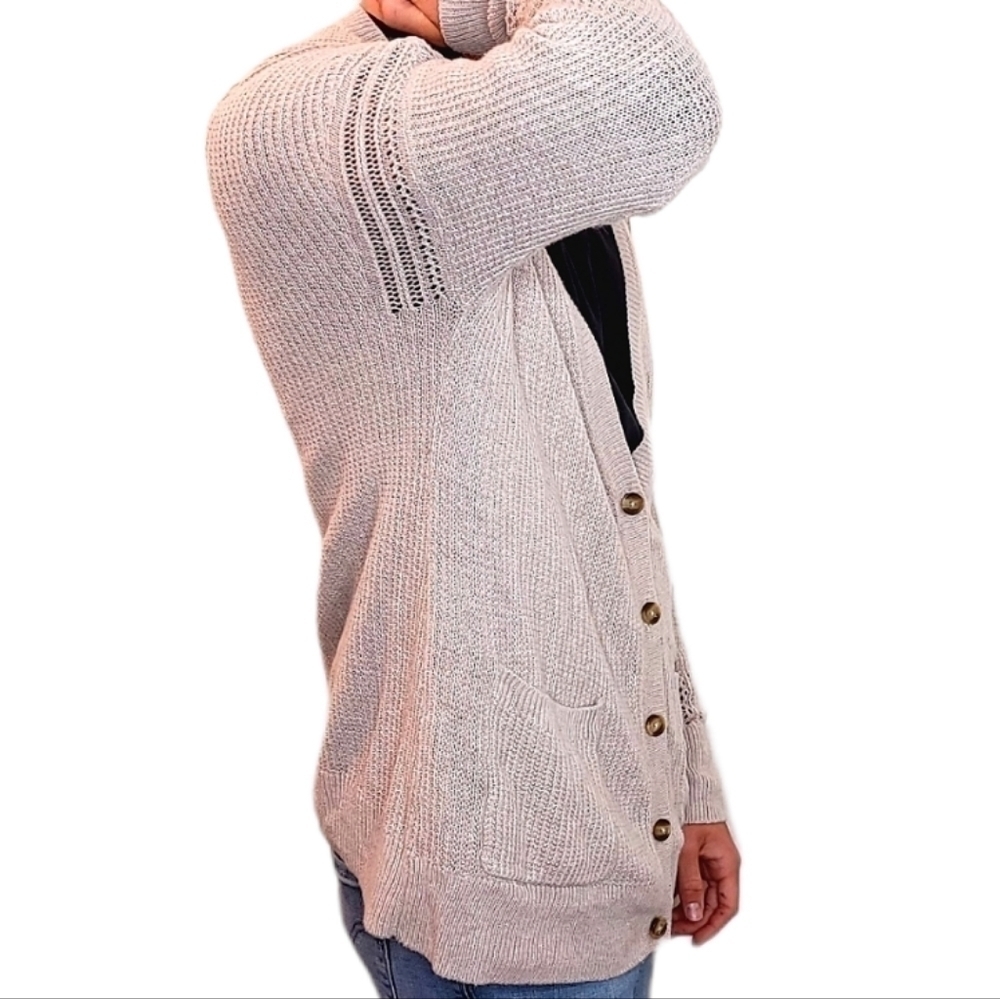 American Eagle Outfitters Women's XL lace cream cardigan long sleeve long top - Picture 4 of 8